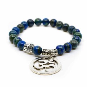 Ädelsten Armband Azurit med OHM/Buddha