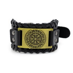 Justerbart Viking Armband Runkompass Konstskinn