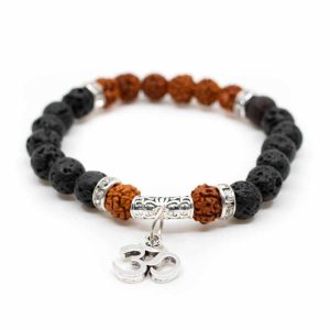 Rudraksha-Armband med Lavastenar och OHM