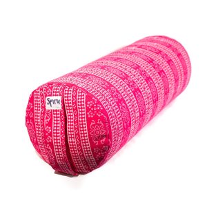 Yoga Bolster Rosa Rund Bomull - Block Print - 59 x 21,5 cm