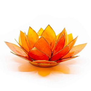 Orange Lotus Ljuslykta med Guldkant 2e Chakra