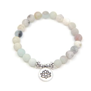 Elastisk Mala Armband Amazonit Med Lotus