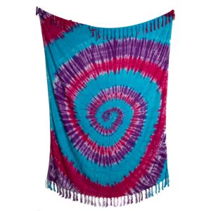 Bomull Sarong Spiral Blå/Rosa/Lila (140 x 112 cm)