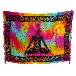 Bomull Sarong 7 Chakra Meditation Färgglad (150 x 110 cm)