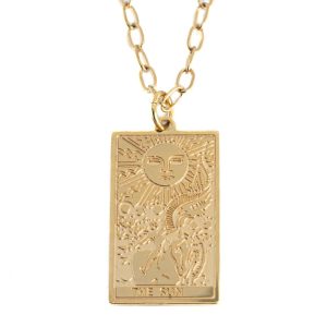 Stål Tarot Amulett Guldfärgad "Solen" - 22 mm